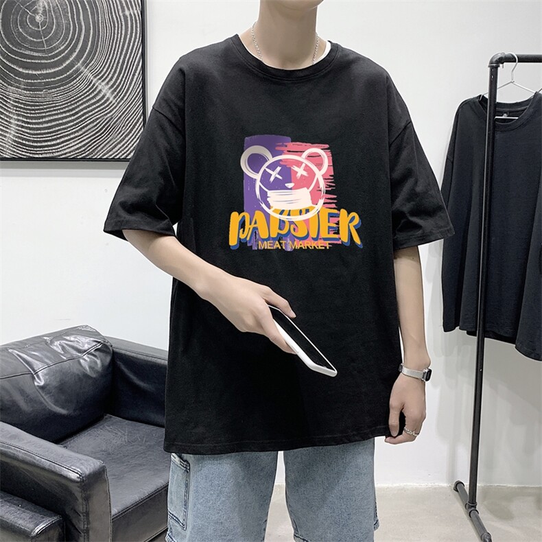 T1734P25夏季风男装印花短袖T恤男潮牌小熊印花青春休闲,男装T恤,星座510A-1