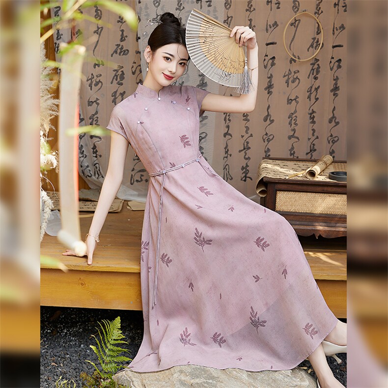 新中式国风改良旗袍连衣裙女2025夏新款高级感气质显瘦绝美长裙子,女装连衣裙,央宝儿