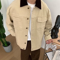 日系复古翻领底特律工装夹克外套男女春季重磅撞色拼接棒球服外套，男装夹克，星座218-1（原230）