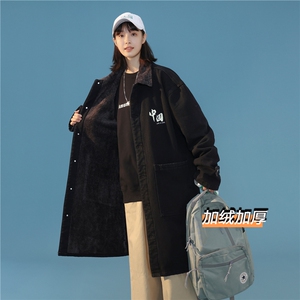 FY647J-P98-限价148 M-5XL女中性羊羔毛长款棉服冬装大码cityboy图片