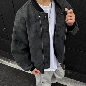 美式扎染皮衣外套男款春秋高级感痞帅短款飞行夹克立领工装机车服