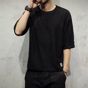 A003-T713-P30 韩版修身男士T恤贴标T恤 日系模特图片