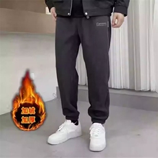 美式高街卫裤男宽松加绒加厚束脚运动裤侧边条纹裤子拼接休闲长裤，男装休闲裤，星座506A