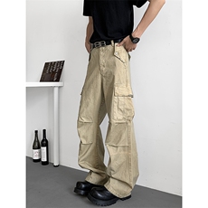 2025年美式水洗工装裤男潮牌宽松直筒拖地裤K622-P68，男装休闲裤，星座308B-2