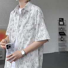 潮牌薄款垂感印花港风短袖衬衫短裤套装9035-P68，男装牛仔裤，电商B380（原B361）