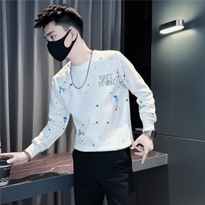 个性涂鸦印花圆领卫衣男社会小伙店主风301C-WY62P58控88图片