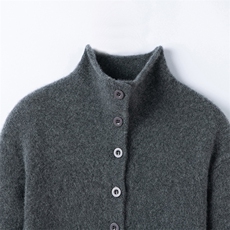 秋冬新款纯色针织单排扣立领时尚百搭，女装羊绒衫，缇曼羊绒