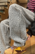 抖音秋冬纹理休闲裤重磅拖地裤WK2068常规特P45加绒特P55，男装休闲裤，电商B220