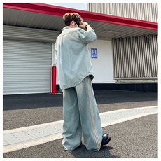 韩系小众短袖牛仔衬衫套装男夏季宽松休闲潮牌衬衣外套TZ019-P105，男装T恤，星座308B-2