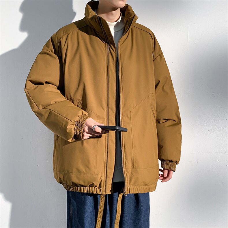 现货冬季美式休闲加厚雪山外套夹克立领纯色三防户外工装棉服,男装夹克,电商A486