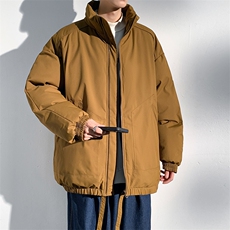 现货冬季美式休闲加厚雪山外套夹克立领纯色三防户外工装棉服，男装夹克，电商A486