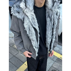 美式双层翻毛领假两件座山雕外套男冬季棉服棉衣JmF111-特p128，男装棉衣，星座910A