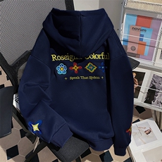 5730-P58潮牌新款设计感刺绣宽松保暖情侣加绒卫衣，男装棉衣，星座617A-2