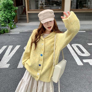 慵懒风灰色连帽毛衣开衫外套女秋季2025新款高级感宽松针织上衣潮图片