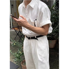 夏季日系白色短袖衬衫女男情侣夏装文艺简约休闲衬衣服C49，男装衬衫，星座1116A（原606A-3）