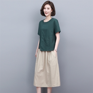 亚麻女高端棉麻套装2025新款女士半身裙年轻款高端中年妈妈两件套图片