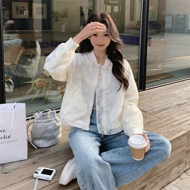 新中式国风刺绣短款外套女2025春秋季新款宽松显瘦设计感镂空上衣,女装短外套,先锋丽姿