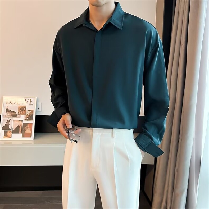 青春流行春季百搭纯色长袖新款日常气质日系男衬衫XC08P28,男装衬衫,星座1116-2