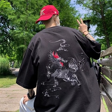 短袖t恤男夏季美式复古潮牌ins百搭舒适青少年潮风半袖，男装T恤，星座716-2