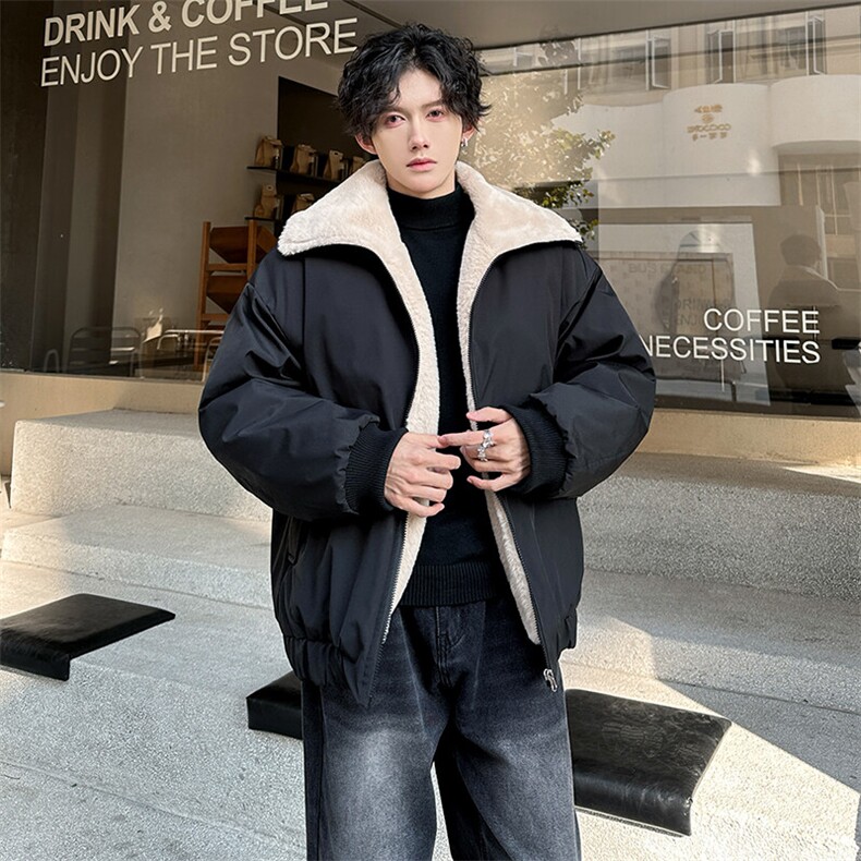 座山雕皮毛一体大毛领棉衣美式大高领高级感棉袄外套897p118,男装棉衣,电商A458A