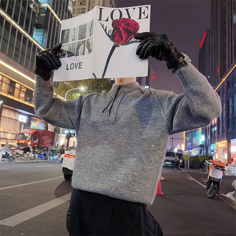 AM332/P108控148冬季社会小伙休闲百搭保暖大板打底拉链款男灰首，男装T恤，星座305B-1