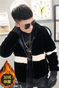 1仿皮草加绒棉服社会小伙加厚男棉衣保暖外套C301B-PC02图片