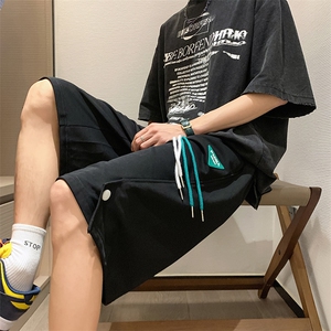 2025夏季 港风宽松休闲扣子双抽绳五分裤 B266-DK02-P30图片