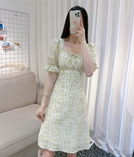 DINOBIENS【现货】夏季新款碎花a字连衣裙短款，女装连衣裙，迪诺比亚