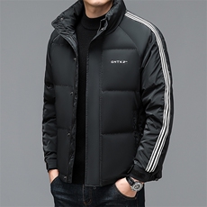 男士立领纯色休闲羽绒服冬季新款中年加厚保暖灰鹅绒爸爸装外套，男装羽绒服，电商B212（原钱塘6029）