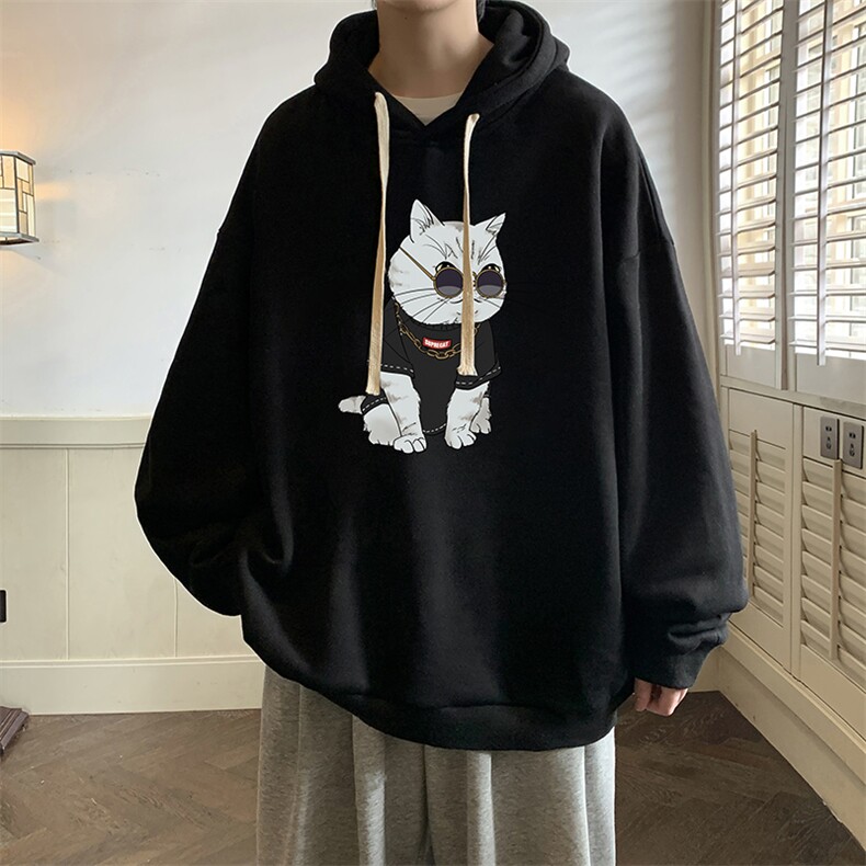 纯棉连帽卫衣男大码运动帽衫宽松薄WY2044-P35加绒款-P40，男装卫衣，电商A040