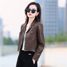 2025年春季新款时尚潮流水洗皮小外套，女装皮衣，臻衣坊