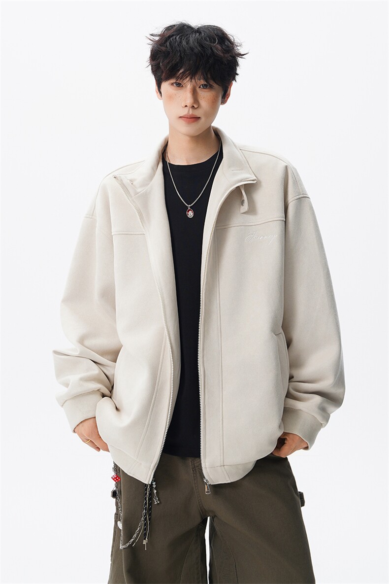 复古麂皮绒立领外套男女潮牌大码春秋飞行夹克美式外套JK5210/P80,男装夹克,电商B238