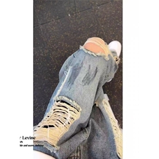泼墨破洞牛仔裤男废土风潮牌街头痞帅微喇裤网图A351-P53，男装牛仔裤，星座1001-1