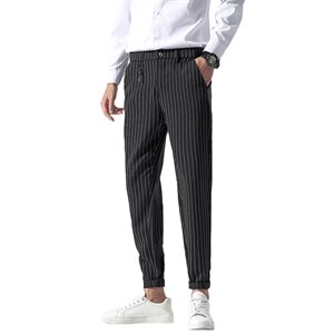 新款男士休闲裤修身男青年时尚潮牌流行纽扣腰帅气长裤Y682-P35图片
