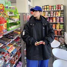 克莱因蓝外套男中性风宽松抽绳装饰连帽大码M-5XL夹克男JK7569P75，男装夹克，星座227-7