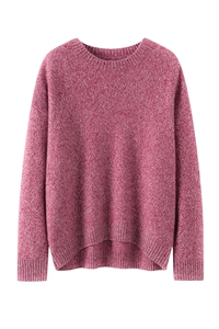宽松慵懒圆领轻奢羊绒衫女软糯亲肤针织羊毛2025秋冬新款落肩毛衣图片