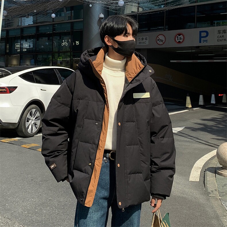 90绒羽绒服DD5233-TP225329撞色设计感连帽保暖贴标外套男，男装羽绒服，电商A102