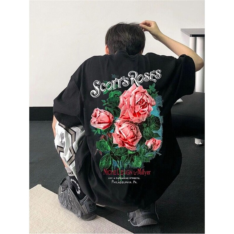高品质纯棉短袖-宽松落肩款-白墨印花尺码:M-3XL,男装T恤,星座506A