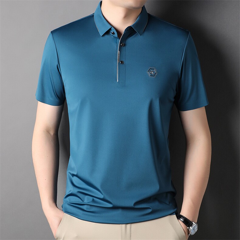 男装纯棉透气短袖T恤男中年爸爸装冰丝宽松圆领半袖体恤时尚百搭,男装T恤,电商B212（原钱塘6029）