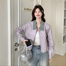 新款！！拼接皮外套2C203-6313-P155-K248，女装皮衣，2C203