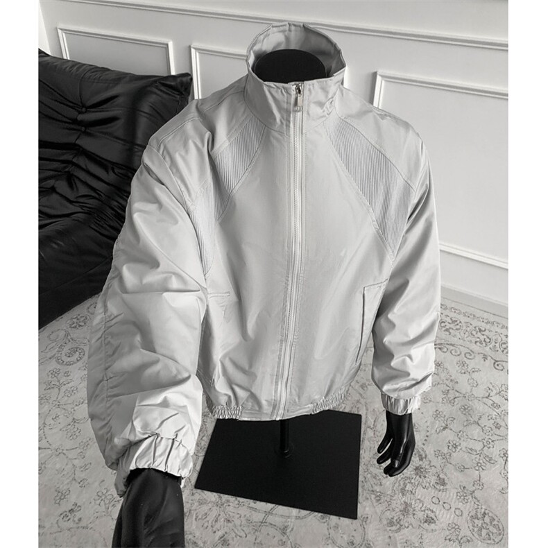 1美式罗纹拼接袖子褶皱大码M-5XL教练夹克男JK78056P69控105,男装夹克,星座226-2