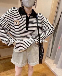 小熊条纹卫衣 好搭,女装卫衣/绒衫,一杭