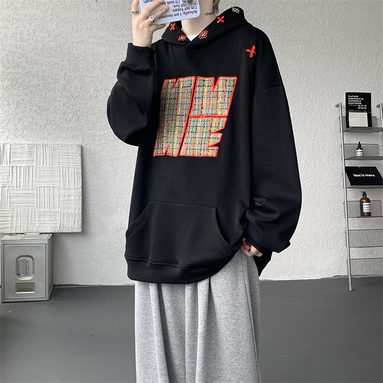 8XL-M美式复古小香风卫衣宽松连帽重磅外套刺绣加大码WY9109/P65,女装短外套,电商B238