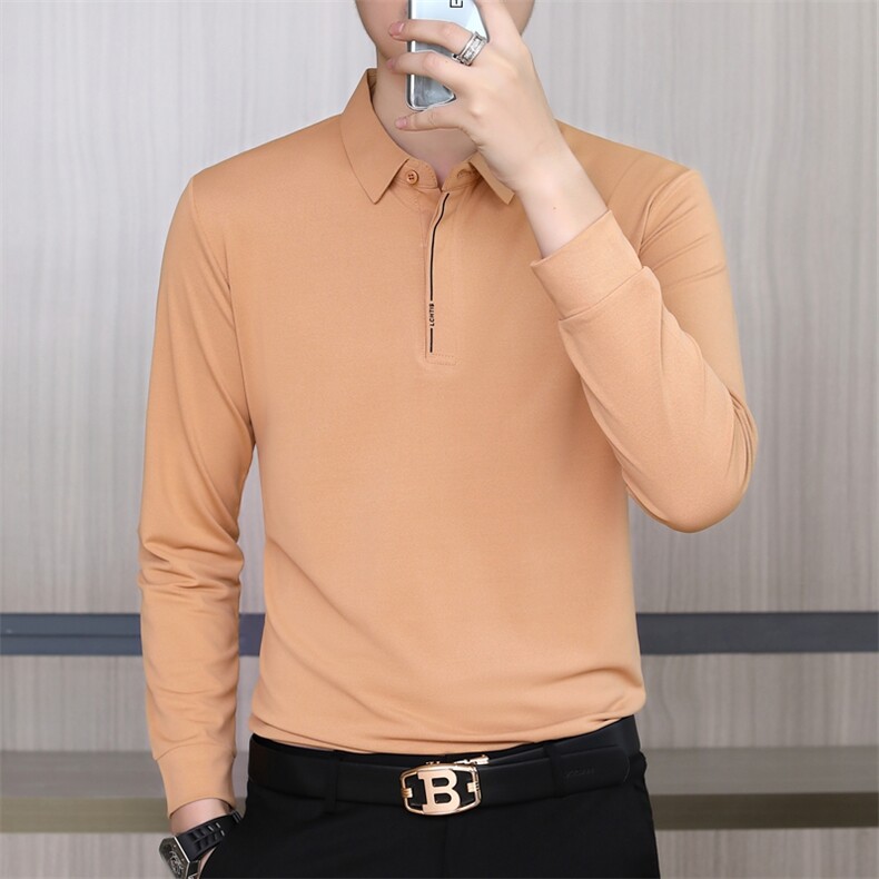长袖T恤男翻领上衣春秋中年男士商务休闲polo衫百搭爸爸装图片
