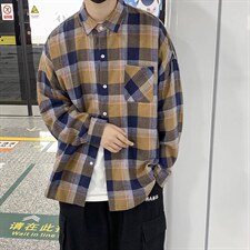 长袖格子衬衫春款男港风潮流C530P29，男装衬衫，星座1116-2