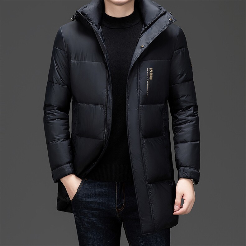 冬款羽绒服男装中长款连帽可脱黑金鸭绒保暖高级羽绒防寒男士外套,男装羽绒服,钱塘6003（原4033）