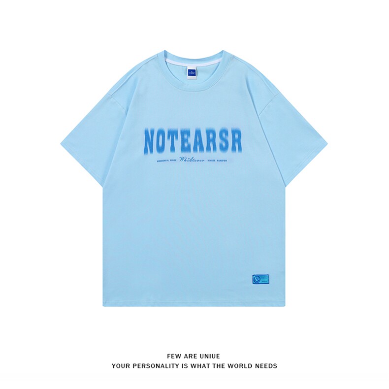 2023夏新款 情侣风 渐变字母印花宽松圆领短袖T恤上衣 T2220-P48图片