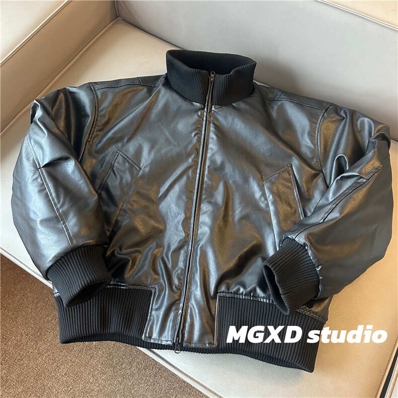 XZ518-1-MY288 抖音高街棉服cleanfit廓形飞行员皮夹克加厚图片
