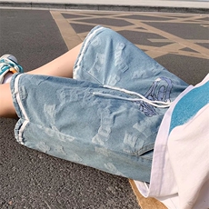 高街牛仔短裤夏季潮牌ins百搭直筒宽松五分裤N2033P40，男装牛仔裤，星座1116-2