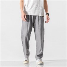 亚麻裤男纯色百搭潮流束脚裤A221/K318，男装休闲裤，电商A221A